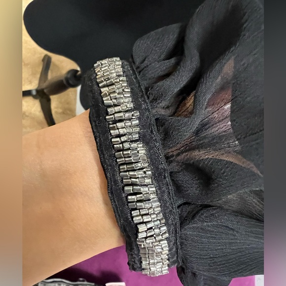 Zara Balloon Long Sleeve Fit and Flare Black Dress - Picture 6 of 7